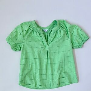 Green Eyelet Blouse